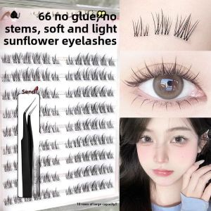Soft Sunflower Single Cluster False Eyelashes No Stem Glue Free Natural Looking Easy to Use Student Friendly Artificial Fiber