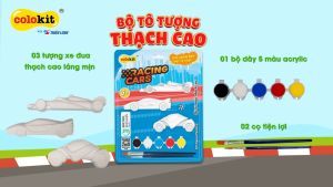 Tô tượng thạch cao Thiên Long Colokit  Xe Đua Tốc Độ gồm vỉ 5 màu Acrilyc dung tích 5ml và tặng kèm 2 cọ vẽ chất lượng