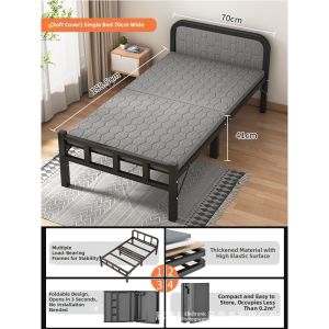 Single Foldable Simple Iron Frame Hard Board Bed