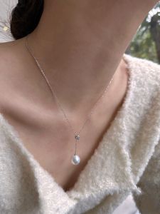 Natural water Pearl Necklace 11-12mm Edison S925 Silver Womens Pendant Choker Elegant Fashion Jewelry MISS HELEN