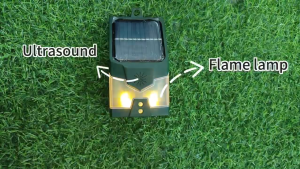 Ultrasonic Cat Dog Repellant with Simulated flame lamp Waterproof Solar Powered Animal Deterrent for Orchard/Greenhouse/Garden