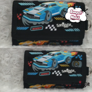 Dompet Tali Lipat Cowo Anak Laki-Laki Motif Racing Car Mobil / Dompet Anak Motif Mobil / Wallet Mobil Hitam Cars Tali Panjang