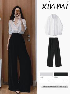 Fashionable Korean Style Womens Autumn Outfit Set Salt Series High-End Feeling Long Sleeve Polo Shirt And Pants Two-Piece Set