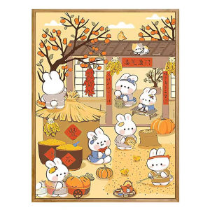 Kayou | 5D DIY Diamond Painting Kit Joyful Rabbit Artwork Cartoon Full Drill Rhinestone Wall Decor Craft Kit Home Decor Gift Frameless