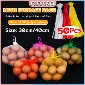 Onisa 50pcs Mesh Storage Bags Egg Packaging Bag Reusable Net Bags Storage Fruits Seafood