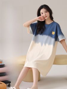 MiiOW | Pure Cotton Nightgown Womens Short Sleeve Summer New Style Cute Gradient Outwear Possible Sleepwear Catman MiiOW 2025