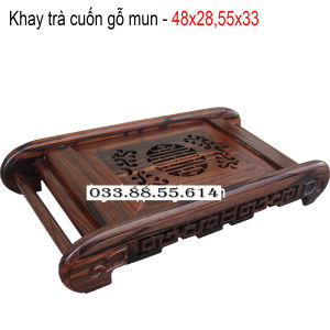 Khay trà chân cuốn phòng khách gỗ mun phòng khách 2 cỡ