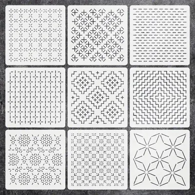 9/32Pcs Sashiko Embroidery Pattern Set Stabilizers Water Soluble Embroidery Transfer Stencils Stabilizers Embroidery Paper Stick
