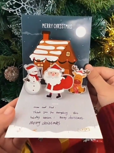 3D Christmas Gift Card Christmas Retro Greeting Card Holiday Celebration Handwritten Gift Card