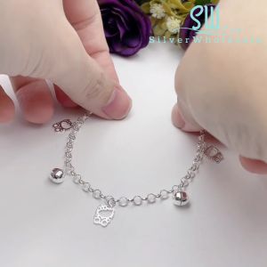 SilverWholesale #BB152 Original Silver 925 "Hello Kitty" Baby Bracelet Anklet (Gelang Kaki/Tangan untuk Baby)