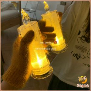Digeo Crystal Candle Light Transparent Shell Desk Electronic Night Lamp Party Holiday Home Decor