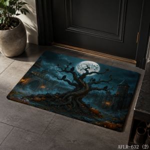 VIKAMA Gothic Castle Jack O Lantern Doormat Soft Non Slip Halloween Entryway Rug Home Decor