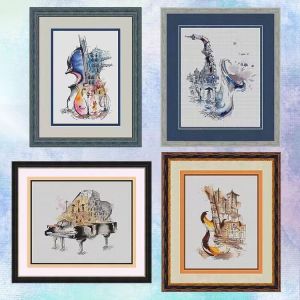 Handmade Cross Stitch Kit 2025 New Style Simple Design Four Sets Embroidery DIY Home Fabric Art Hunan Embroidery