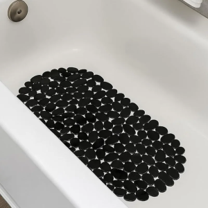 1pc Oval Pebble Bathtub Mats 36x69cm Non Slip Bath Mat with Suction Cups & Drain Holes for Bathroom PVC Shower Mat Safe Mat