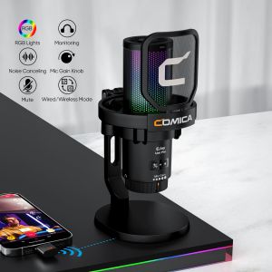 COMICA UNI PRO Wireless USB Gaming Microphone for PC Laptop Smartphone Noise Cancellation Condenser Mic with RGB Lights Mute Gain for Streaming Recording Podcast Chat Twitch YouTube Discord Computer PS5 PS4 Gamer