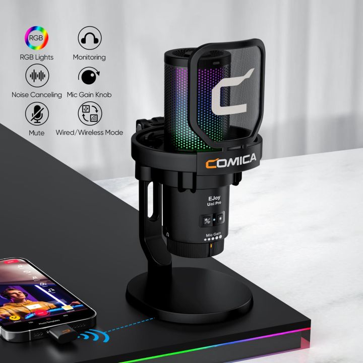 COMICA UNI PRO Wireless USB Gaming Microphone for PC Laptop Smartphone ... - Wireless Microphone Options For Twitch Streaming