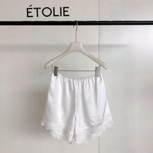 Quần Ống Rộng Ren Ngọt Ngào DTETOLIE Cho Nữ Mùa Hè Màu Trắng Mỏng Bằng Vải Satin Cạp Chun Thường Ngày Quần Ngắn