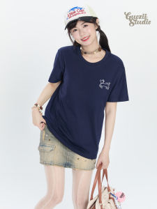 เสื้อยืดคอกลมแขนสั้นผ้าฝ้ายสำหรับผู้หญิงในช่วงฤดูร้อน ทรงหลวม สไตล์หวาน สไตล์ญี่ปุ่น แฟชั่นเสื้อผ้าทำงาน