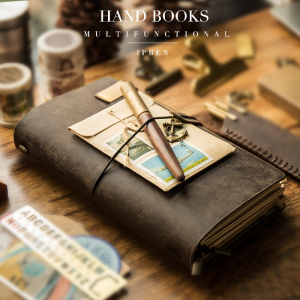 Leather Notebook Handmade Travel Diary Loose Leaf Vintage Log Book Creative Trendy Cover Hard Surface Blank Grid Line Paper