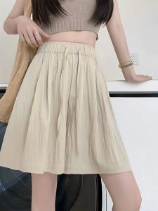 Ice Silk Summer Casual Wide Leg Pants Short Shorts Thin Material Loose Slimming Five-Quarter Length Korean Style Commute
