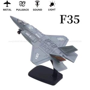 1:50 Pullback & Go Jet Fighter Aircraft Toy with Light Sound Scale Diecast F16 F22 F35 B2 J31 Plane Model Kid Boy Baby Gift