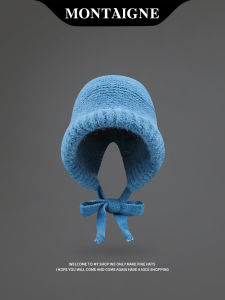 Montaigne Plush Knitted Beanie Hat Winter Casual Style Short Brim round Top Cap for Youth And Women Street Wear