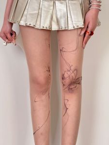 BON สไตล์จีนผีเสื้อ Tattoo Dreamy เซ็กซี่ ถุงน่อง < Ne1> ขา Shaping Pantyhose บางพร้อม Core Spun เส้นด้ายวัสดุ