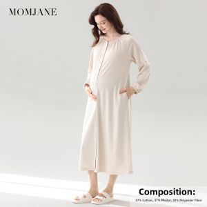 Mom Jane | Pregnant Nursing Sleep Dress Long Sleeve For Maternity and Postpartum Spring and Summer