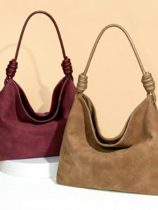 Korean Style Fashionable Lightweight Shoulder Bag Large Capacity Commuter Womens Bag New Frosted Suede Handbag Tote Bag