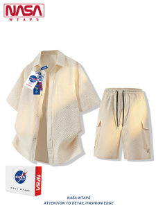 NASA WTAPS | Bộ Áo Sơ Mi Caro Bóng Short Tay Lớn Kích Cỡ Mùa Hè Lụa Băng