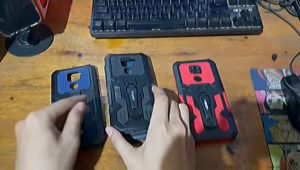 Case HP Untuk Samsung Galaxy A01 Belt Clip Case Armor Kick Standing Hard Case I Crystal Casing HP