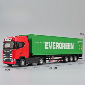 1:50 Alloy Heavy Trucks Toys Models Cars Container Vehicles Light Music Miniature Transport Car Rubber Tires Kids Gifts
