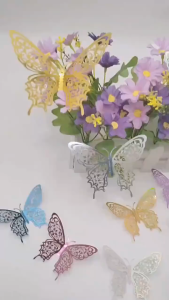 Stiker Balon Kupu-kupu Berongga 3D 12 pcs untuk Dinding Dekorasi Pernikahan Pesta Ulang Tahun Anak