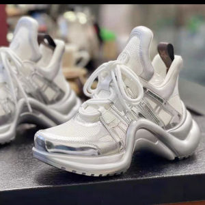 Spring 2025 Fashion Casual Dad Shoes Womens Increased Height Thick Bottom All-Match Leisure Sports Shoes round Toe Rubber Outsole