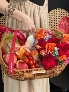Handheld Floral Box Mooncake Packaging Fresh Flower Bouquet Egg Fruit Basket Gift Basket New Fashion Cloud Warehouse