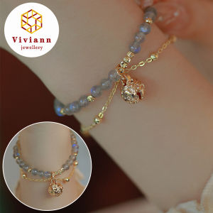 Viviann Vòng Tay Đá Mặt Trăng Đôi Thiết Kế Chính Hãng Bộ Vòng Tay Mặt Dây Chuông Vàng Kèm Hộp Vòng Tay Dây Chuyền Pháp Mùa Hè Cho Nữ Vòng Tay Trang Sức Vòng Tay Quyến Rũ Bán Sỉ Vòng Tay Vàng 14K Có Chuông