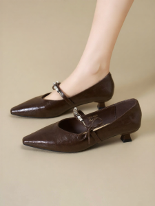 Josiny | Pointed Toe Mary Jane Heels Stylish Elegant Versatile French Design