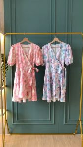 D11695 Melody Overlay Floral Wrap Dress