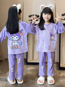 Princess Style Pure Cotton Long Sleeve Childrens Sleepwear Set for Girls Home Clothes Comfortable Breathable Spring Autumn