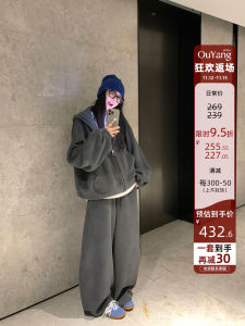 Womens Winter Fleece-Lined Oversized Casual Vintage Hooded Sweatshirt