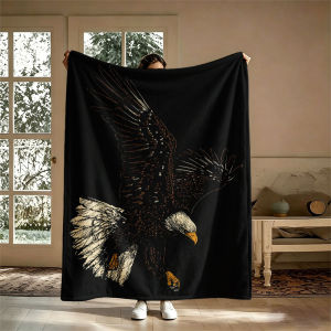 BILIBILI | Bald Eagle Flying Black Flannel Chăn Sử Dụng 4 Mùa Chống Đóng Cọc Sofa Di Động Giường Văn Phòng Du Lịch Thư Giãn Cắm Trại Phong Cách Hiện Đại
