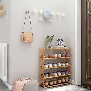 3/4/5/6-tier Bamboo Shoe Rack Large Capacity Multi-Layer Shoe Storage Organizer Space-Saving Entryway Shelf for Home Bedroom