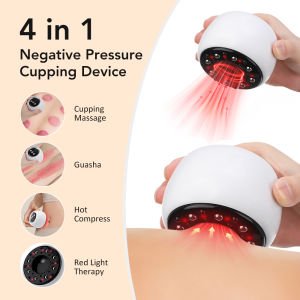 Electric Cupping Massager 9 Levels Suction Red Light Hot Compress Negative Pressure Cupping & Scraping Tool USB Rechargeable Body Therapy Massage GuaSha Device
