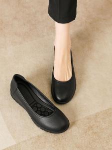Giày Công Sở Đế Xuồng Màu Đen Cho Nữ Đế Mềm Chống Trượt Mũi Tròn Thoải Mái Khi Đứng Lâu Giày Đi Làm Thường Ngày