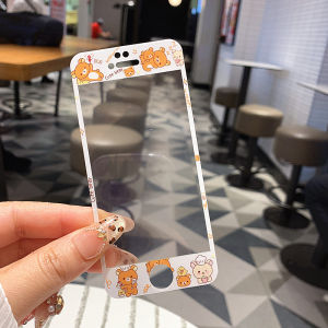 ฟิล์มกันรอยกระจกนิรภัยลายหมีการ์ตูนสุดน่ารัก ฟิล์มกันรอยหน้าจอแบบเต็มจอ เข้ากันได้กับ Apple 8 plus iPhone 4s/5s/se23/7plus/6s/6plus