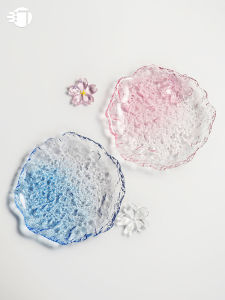 Santing Japanese Crystal Glass Plate Creative Snacks Fruit Plate Breakfast Salad Plate For Home Dessert Plate