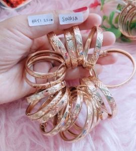 Emas Swasa Gelang Anak Cembung Kotak BerKANCING Cantik Elegan Awet Dalam kuningan