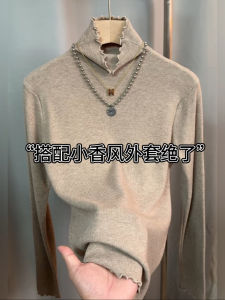 เสื้อยืดถักสีพื้นคอตั้งทรงสลิมฟิตสไตล์เกาหลี แขนยาว ปกติ ฤดูหนาว 2025 เสื้อชั้นในผู้หญิง แขนยาว ปกติ