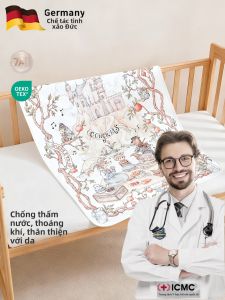 Ga Giường Trẻ Em Chống Thấm Hơi Thoáng Khí Vải Bông Thuần Có Thể Giặt