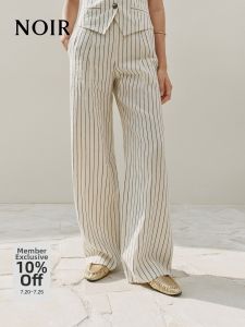 MO&Co. | NOIR Series Linen Pants Straight Medium Waist